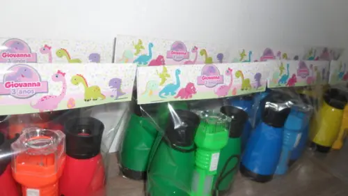 Kit Binoculo e Lanterna Personalizado Dinossauro Menina