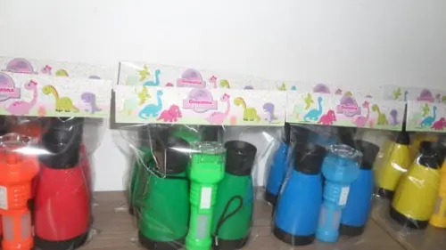 Kit Binoculo e Lanterna Personalizado Dinossauro Menina
