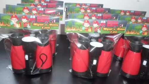 Kit Binoculo e Lanterna Personalizado Tema Bombeiro