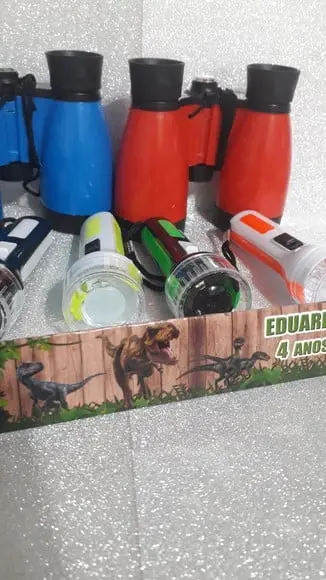 Kit Binoculo e Lanterna Personalizado Tema Dinossauro