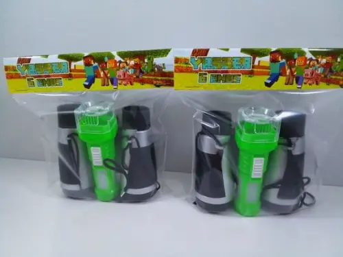 Kit Binoculo Prata e Lanterna Personalizado Minecraft
