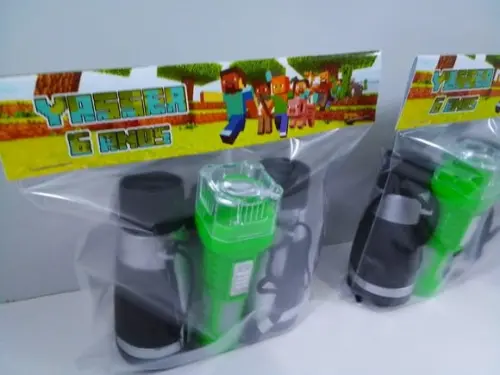 Kit Binoculo Prata e Lanterna Personalizado Minecraft