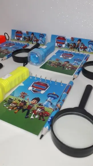 Kit Bloquinho + Mini Lápis + Lanterna + Lupa Patrulha Canina