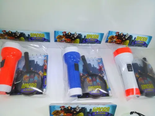 Kit Bloquinho + Mini Lápis + Lanterna + Lupa Tema