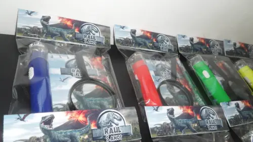 Kit Bloquinho + Mini Lápis + Lanterna + Lupa Tema Dinossauro