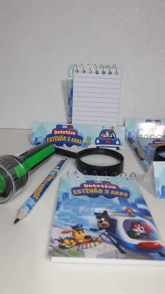 Kit Bloquinho + Mini Lápis + Lanterna+lupa Detetive Labrador