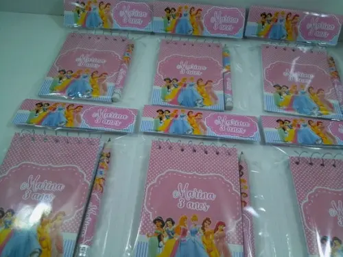 Kit Bloquinho + Mini Lápis Tema Princesas
