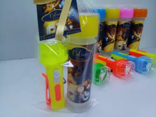 Kit Bolha de Sabão+ Lanterna Tema a Bela e a Fera