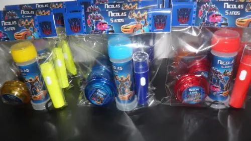 Kit Bolha de Sabão+ Lanternas + Iô Iô Transformers