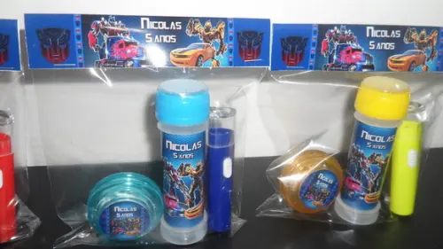 Kit Bolha de Sabão+ Lanternas + Iô Iô Transformers