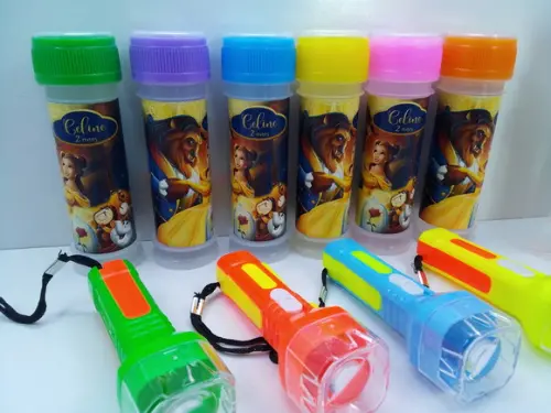 Kit Bolha de Sabão+ Lanterna Tema a Bela e a Fera