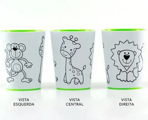 Kit Copo para Colorir Safari+ Giz de Cera + Saquinho + Fita