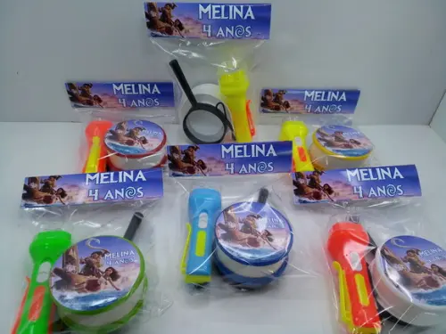 Kit Copo Retrátil + Lanterna + Lupa Tema Moana