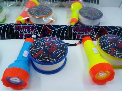 Kit Copo Retrátil + Lanterna Homem Aranha