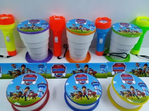 Kit Copo Retrátil + Lanterna Patrulha Canina