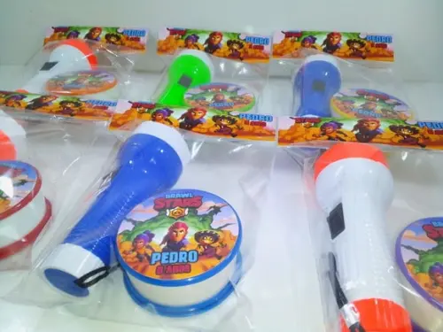 Kit Copo Retrátil + Lanterna Personalizado Brawl Stars