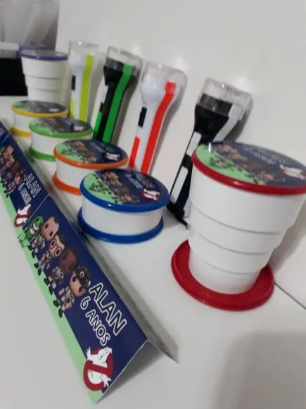 Kit Copo Retrátil + Lanterna Personalizado Caça Fantasma