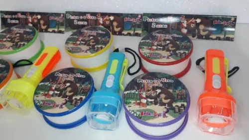 Kit Copo Retrátil + Lanterna Personalizado Menina e o Urso