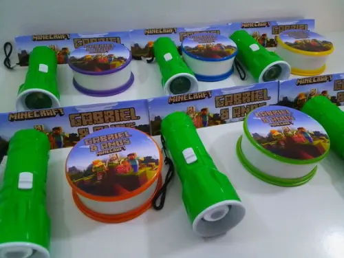 Kit Copo Retrátil + Lanterna Personalizado Minecraft