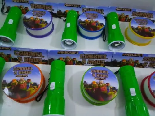 Kit Copo Retrátil + Lanterna Personalizado Minecraft