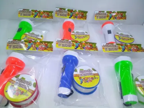 Kit Copo Retrátil + Lanterna Personalizado Minecraft