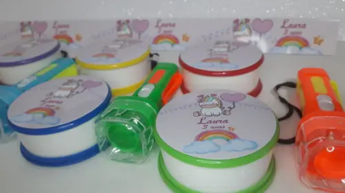 Kit Copo Retrátil + Lanterna Personalizado Unicornio