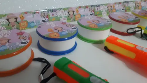 Kit Copo Retrátil + Lanterna Personalizado Safari Baby