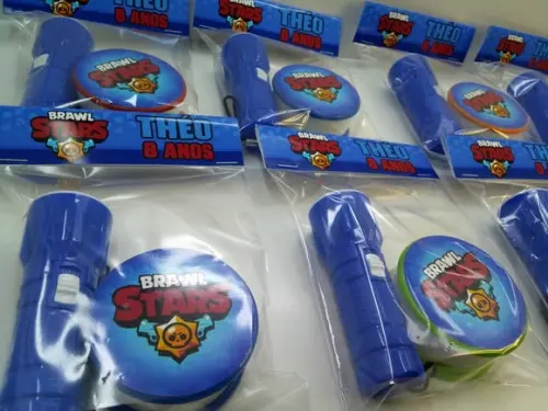 Kit Copo Retrátil + Lanterna Tema Brawl Stars