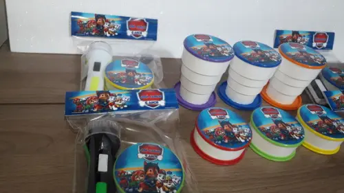 Kit Copo Retrátil + Lanterna Tema Patrulha Canina
