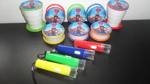 Kit Copo Retrátil + Lanterna Tema Patrulha Canina