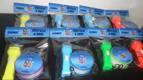 Kit Copo Retrátil + Lanterna Tema Sonic