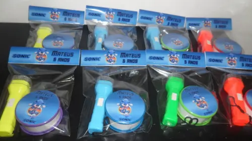 Kit Copo Retrátil + Lanterna Tema Sonic