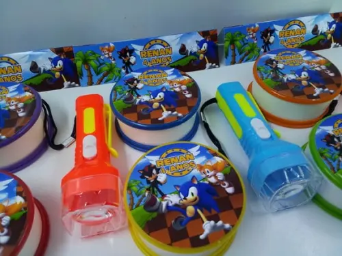 Kit Copo Retrátil + Lanterna Tema Sonic
