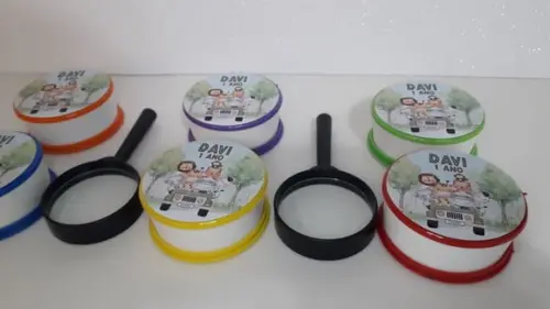 Kit Copo Retrátil + Lupa Personalizado Safari Baby