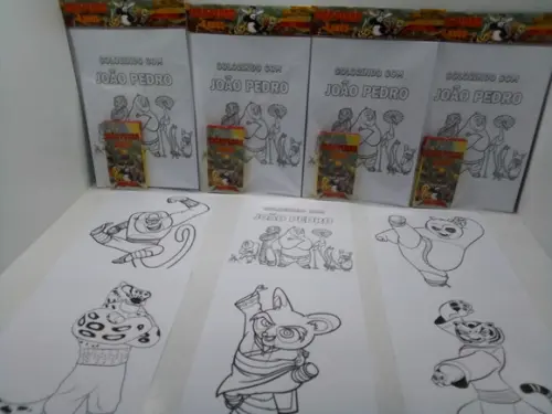 Kit de Desenhos para Colorir com Giz de Cera Kung Fu Panda