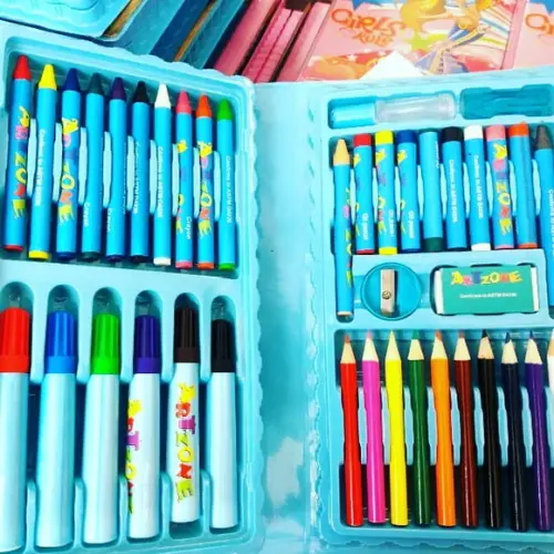 Kit de Pintura Estojo 48 Peças com Desenhos p/ Colorir