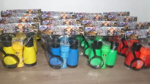 Kit Dinossauro Binoculo Colorido + Lanterna + Lupa