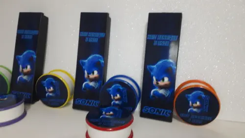 Kit Domino + Copo Retratil Personalizado Sonic