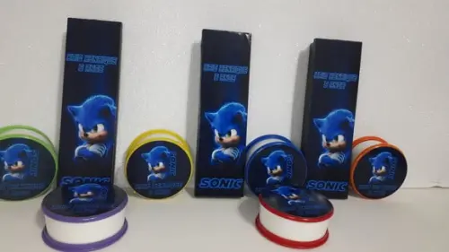 Kit Domino + Copo Retratil Personalizado Sonic