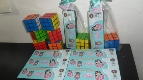 Kit Domino + Cubo Mágico Faço no Tema Festa na Piscina