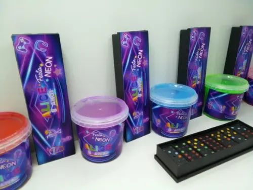 Kit Domino + Geleca Tipo Slime Festa Neon