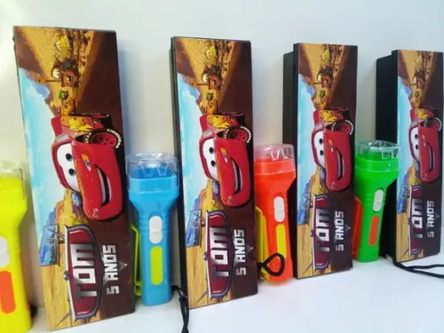 Kit Domino + Lanterna Personalizado Tema Carros