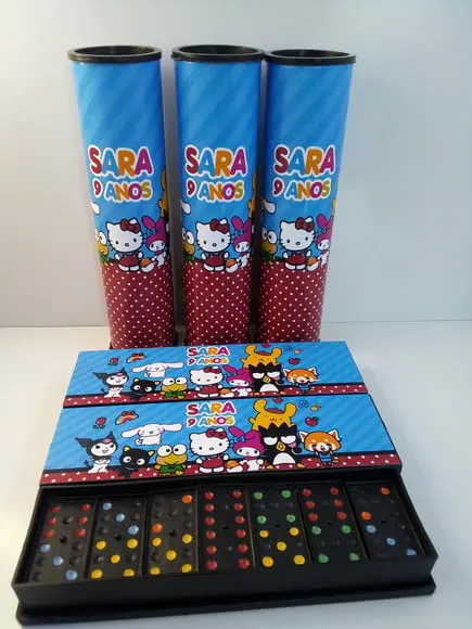 Kit Domino + Pega Vareta Tema Hello Kitty