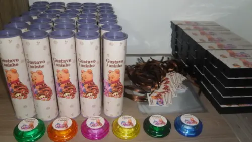 Kit Domino + Pega Varetas + Ioio Personalizado Ursinho Pooh