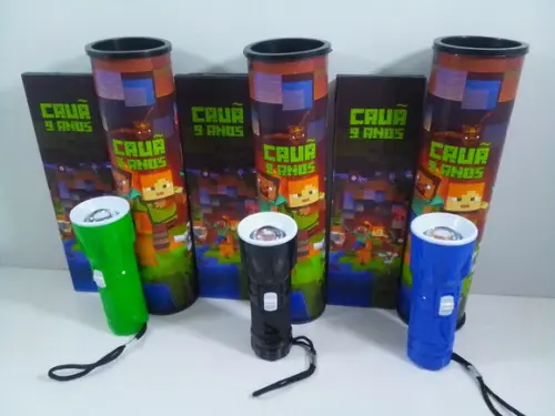 Kit Domino + Pega Varetas + Lanterna Personalizado Minecraft