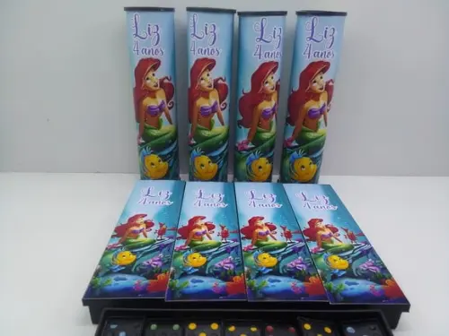 Kit Domino + Pega Varetas Tema Pequena Sereia
