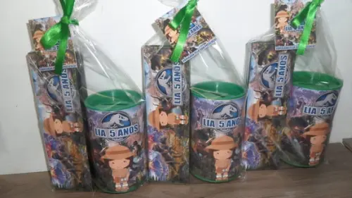 Kit Domino e Cofre de Papelao Personalizados Dinossauros