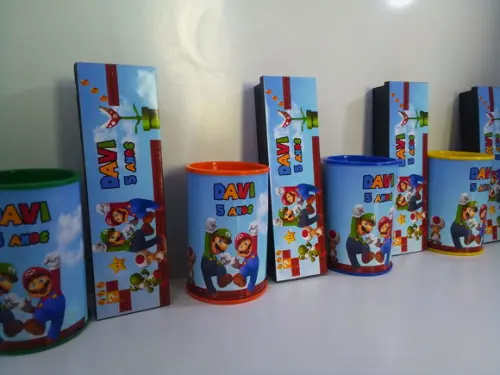 Kit Domino e Cofre de Papelao Personalizados Mário