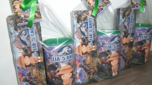 Kit Domino e Cofre de Papelao Personalizados Dinossauros