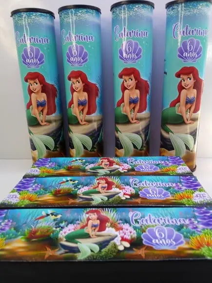 Kit Domino e Pega Vareta Personalizado Tema Pequena Sereia